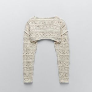 ZARA Pointelle Knit Arm Warmer Sweater